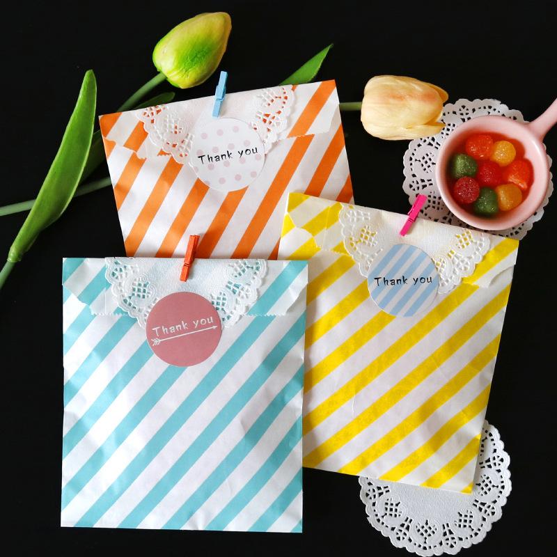 25Pcs Polka Dot Striped Paper Bags, Colorful Party Favor Bags, Wedding Birthday Dessert Cookie Gift Packaging Bags