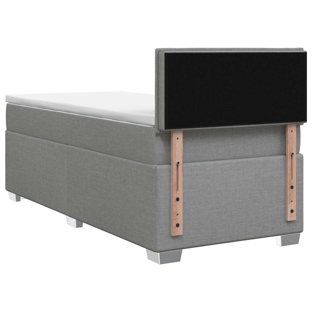 Box Spring Bed with Mattress and LED Light Gray 80 X 200 Cm Fabric