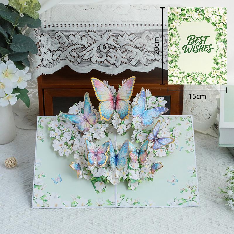 3D Pop Up Greeting Card with Floral Hummingbird Butterfly Popup Card Blank Note Birthday Mother's Day Anniversary All Occasions