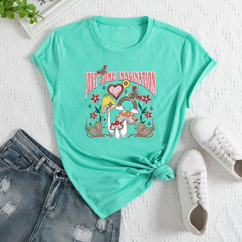 

Летние женские многоэлементные принтованные футболки с круглым вырезом из чистого хлопка свободного покроя с короткими рукавами для женщин 3XL