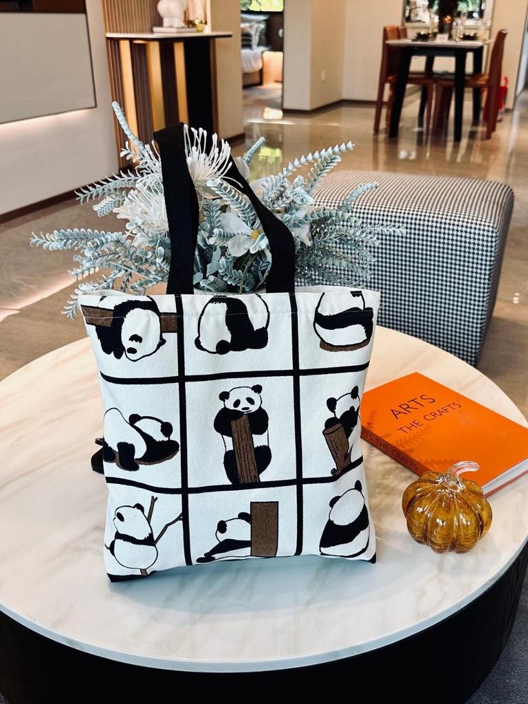 Panda Women’s Large Capacity Canvas Tote Bag for Students and Professionals