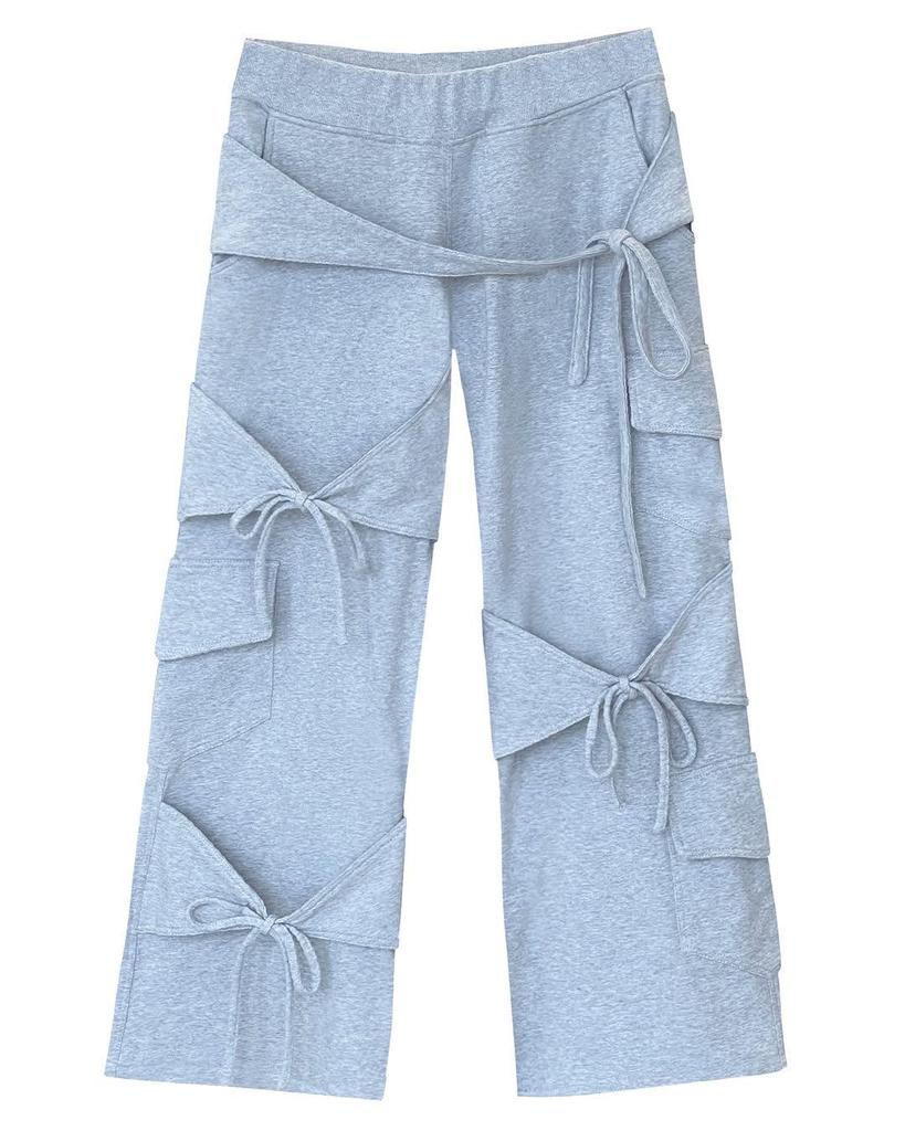 Elastic Drawstring Bow Sweatpants - Solid Color, Hip Hop Casual Long Pants