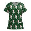 Women's Fashion Printed Short Sleeve V Neck Pattern Tops Pocket Working T-shirts