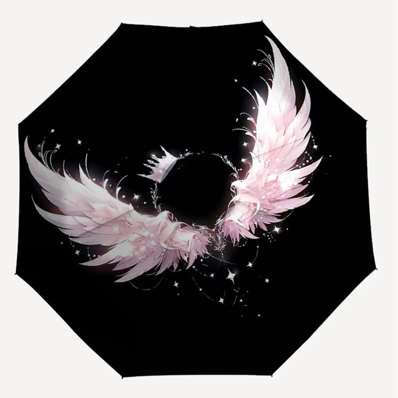 1pc Wings Crown Automatic Open/Close Umbrella Compact Folding Umbrella with 8-Rib Shaft for Women/Men, Portable Travel Umbrella,1169S