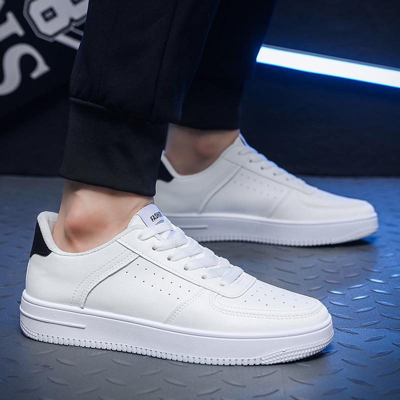 Men's White Shoes, Breathable Pure White Sports and Leisure Board Shoes
