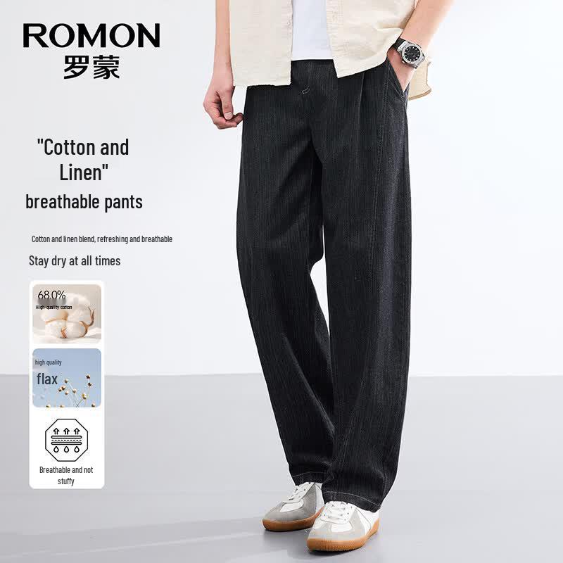 Luomen Unisex Ice Silk Retro Loose Straight-Leg Casual Pants