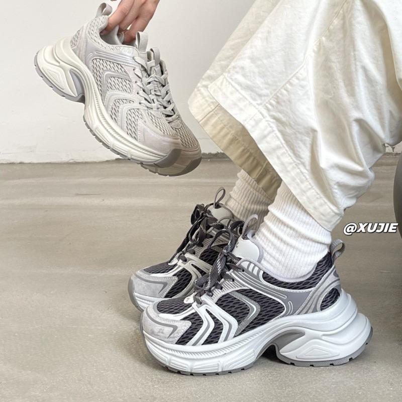 Small Thick-soled Leather Dad Shoes for Women's Summer New Casual Fashion Versatile Height Increase Sports Breathability