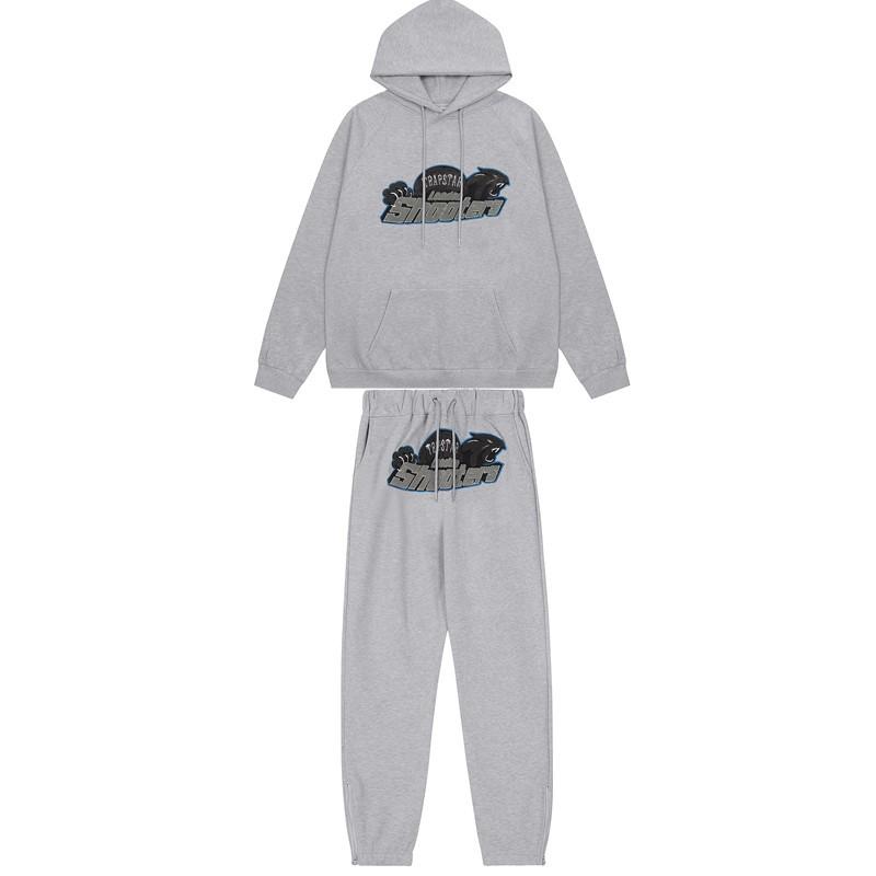 European and American blue-gray tiger head towel embroidery male and female couples fleece sweater trousers casual suit tide