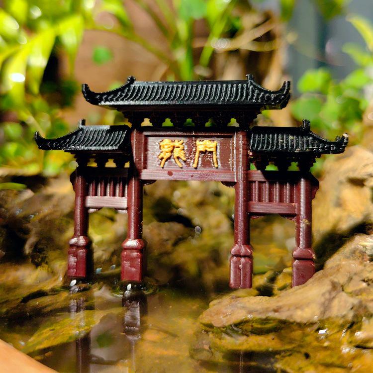 Ancient Chinese Paifang Rockery Bonsai Micro Landscape Ornaments