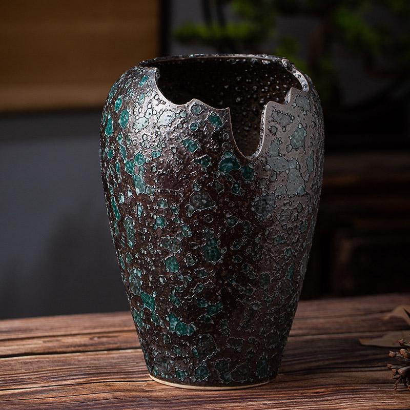 Retro Ceramic Flower Pot with Notch for Home or Balcony - Large Succulent Vase