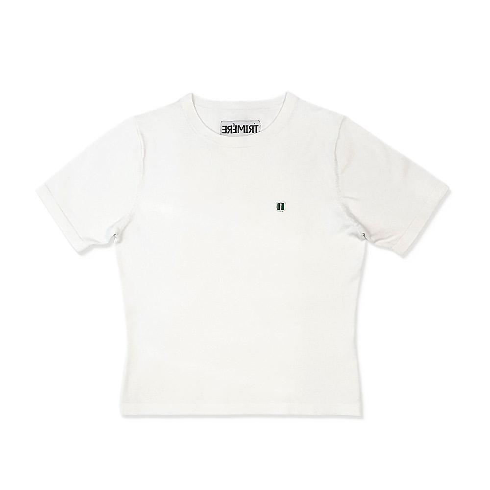 TRIMERE Logo Wappen Short Sleeve Round Knit Woman Ivory