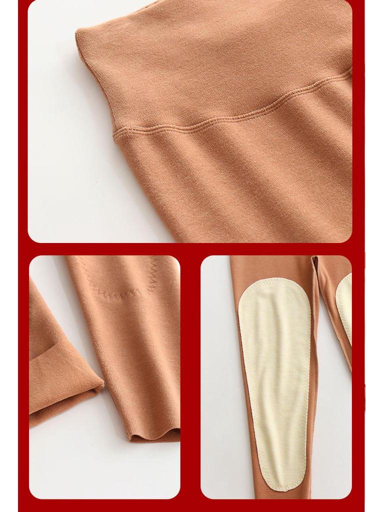 Plush High Waist Warm Velvet Leggings for Winter - Slim Fit with Thigh, Hip, and Knee Support