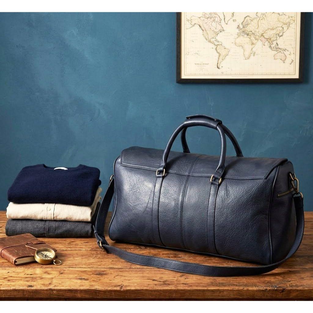 Black Leather Duffle Bag: Large Travel Carry-on