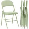Set of 4 Foldable and Portable Indoor Chairs with Velvet-padded Seats and Backrests, Steel Frame, Green