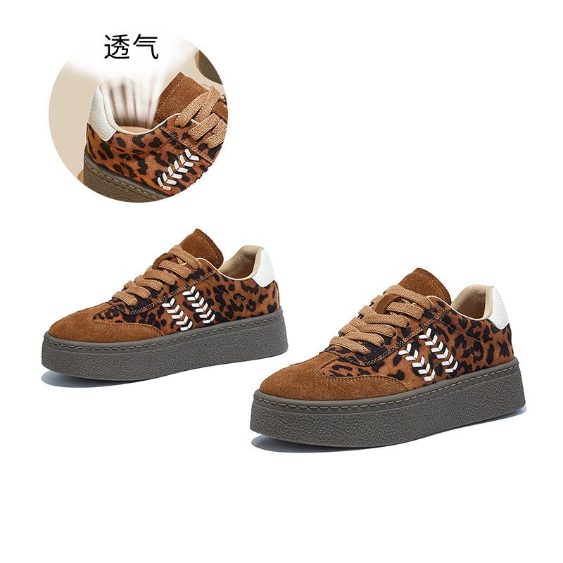 Leopard print German training shoes women s spring retro platform white shoes casual shoes children s sports women s shoes 35