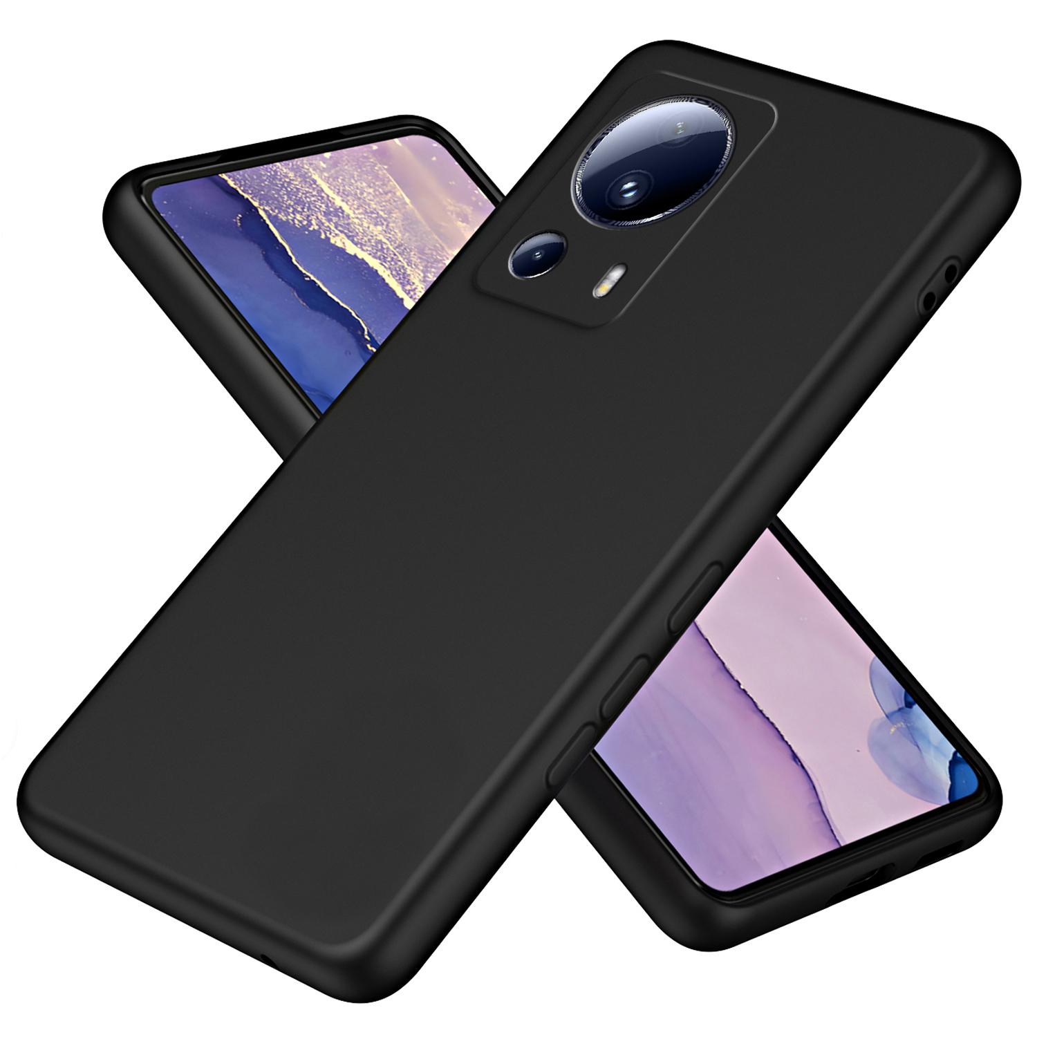 

For Xiaomi 13 Lite/Civi 2 5G 2.2mm TPU Phone Case Fiber Lining Rubberized Anti-drop Phone Cover Black