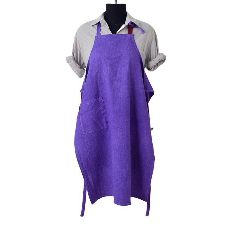 Bawełniano-lniany fartuch ogrodniczy w kwiaty - Prosty i elegancki styl japońsko-koreański