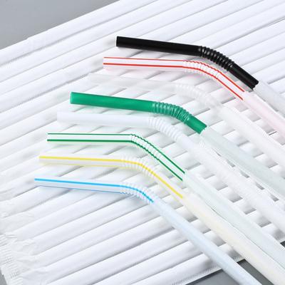 100Pcs Disposable Straws Flexible Plastic Straws With Individually Paper Wrapped