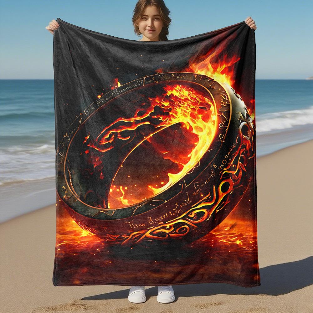 1pc One Ring Fire Fantasy - Throw Blanket, Soft, Flannel Blankets, Living Room, All Seasons Use-1021163