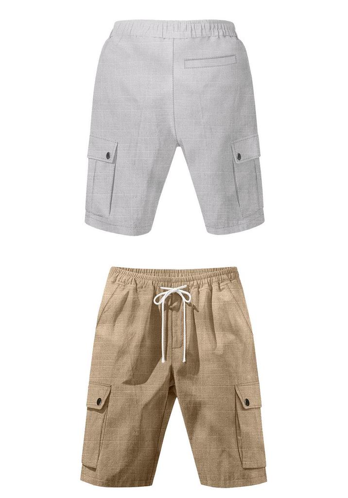 American Amekaji Outdoor Tactical Men's Bamboo Linen Casual Summer Beach Shorts