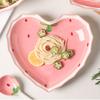 Multipurpose Strawberry Heart Ceramic Dinnerware Salad Bowl Plate Dish for Breakfast Lunch Dinner Dessert Serving
