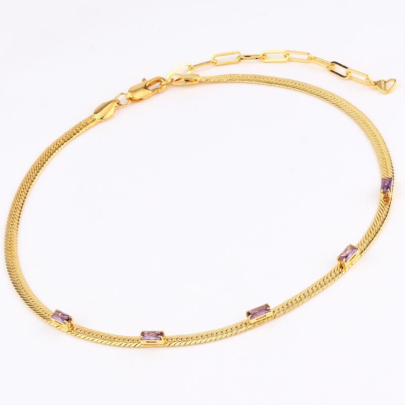 2026 New 18k Gold Plated Chain Necklace Women with Cubic Zircon,Green Stone Rainbow CZ Snake Necklace Adjustable Choker Jewekry