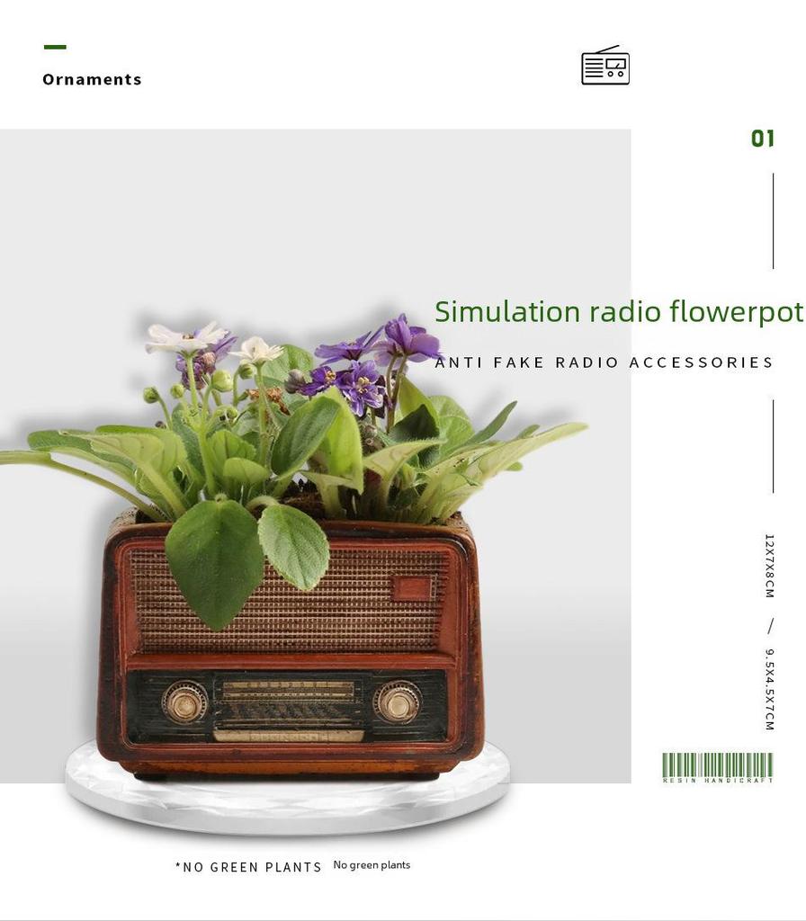 Blumentopf in Retro-Radioform – Kreatives Kunstharzhandwerk für die Inneneinrichtung