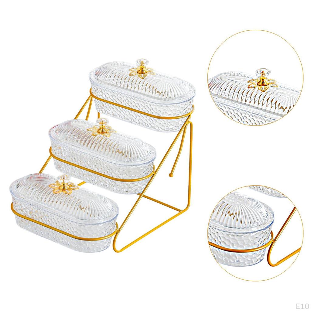 Fruit Basket Bowl Fruits Holder 3 Tier Versatile with Metal Stand Serving Tray for
