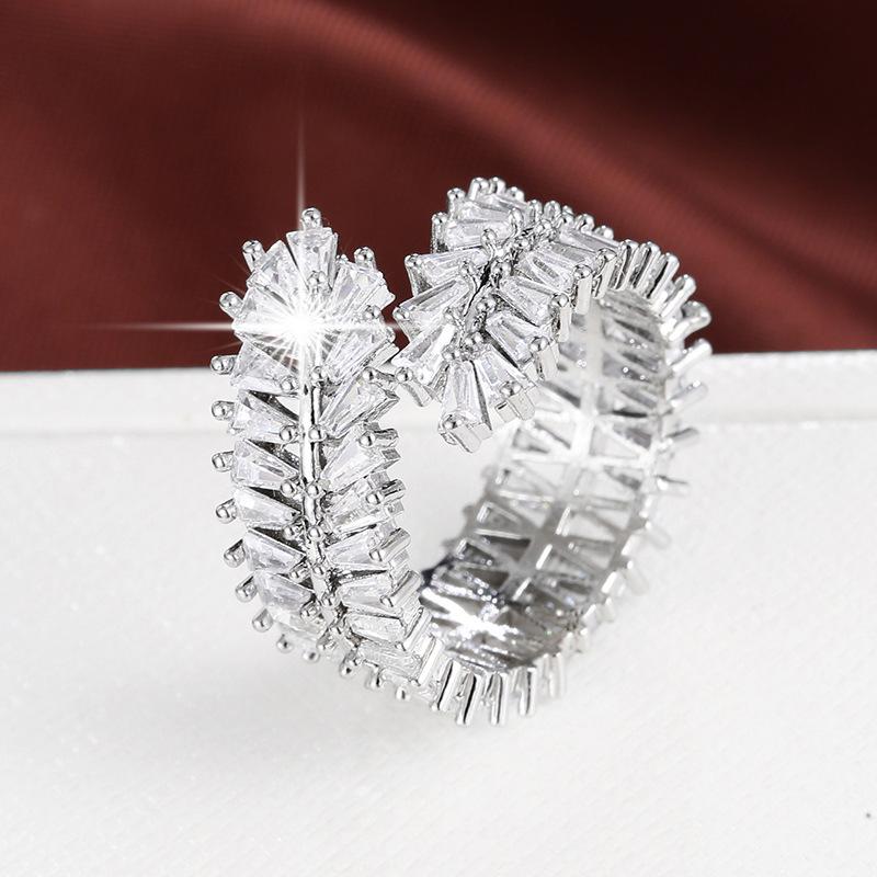 Exquisite Wheat Ear Zircon Open Ring - Elegant Pure Copper Index Finger Design