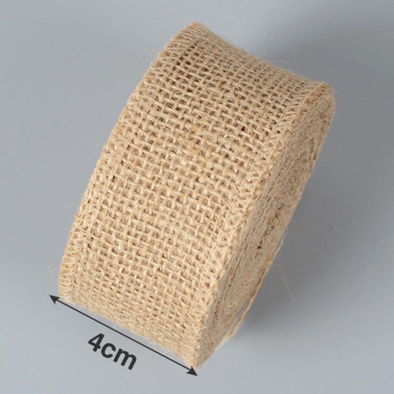 Jute Burlap Fållad Band DIY-väska Material Hampa Rep Flätad Linne Rulle Bröllopsfest Hantverk Dekorativ Gåva Sybehör