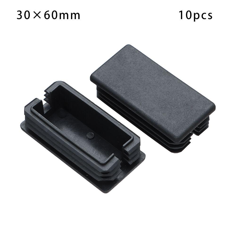 10pcs Dust-Proof Square Black Cushion Furniture Rectangular Pipe Plug Plug Plastic Foot Cover