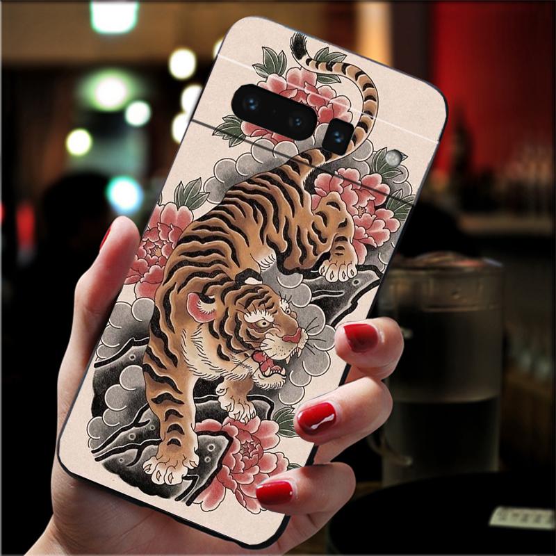 Japanese tiger art tattoo Carcasa Funda Phone Case For Google Pixel 10 9 Pro XL 9A 8 7 6 Pro Pixel 8A 7A 6A Pixel 8 7 6 5 Case