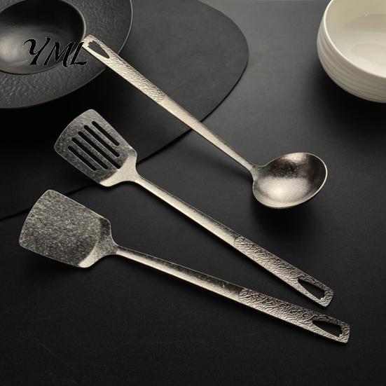 Safe Kitchen Cooking Tool Pure Titanium Frying Spatula/Leak Spatula/Soup Spoon, Non-stick Lightweight Heat Resistant Kitchenware Utensil, Portable