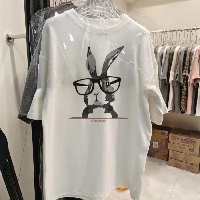 

Женская футболка с коротким рукавом из чистого хлопка, средней длины, свободная, повседневная, модная, универсальный топ, утолщенная базовая футболка, весенне-осенний тренд M белый