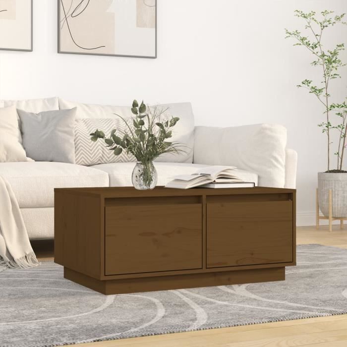 814442 vidaXL Coffee Table Honey Brown 80x50x35 Cm Solid Pine Wood