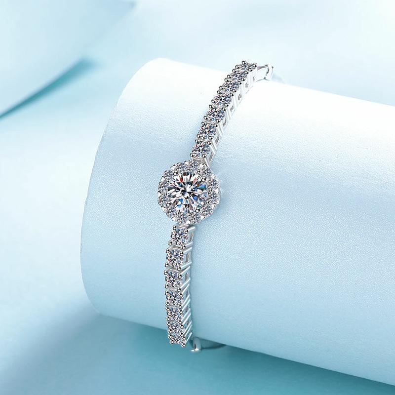 S925 Sterling Silver Moissanite Bracelet for Women Pt950 Gold Plated Gypsophila Fashion Light Luxury Bracelet