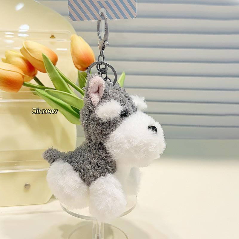 Unique Plush Schnauzer Dog Keychain Adorable And Playful Backpack Gift Accessory