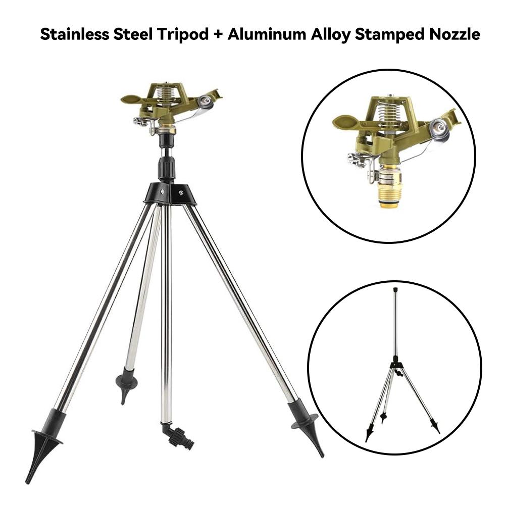2Pcs/Set Height Adjustable 360° Auto Rotating Sprinkler with Telescopic Tripod, Large Coverage for Garden Lawn Farm Irrigation