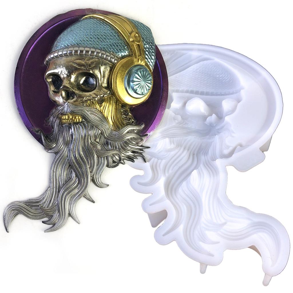 Easy to Clean Silicone Mold Long Bearded Skull Making Mould Wall Decoration Accessory Casting Mould for DIY Lover