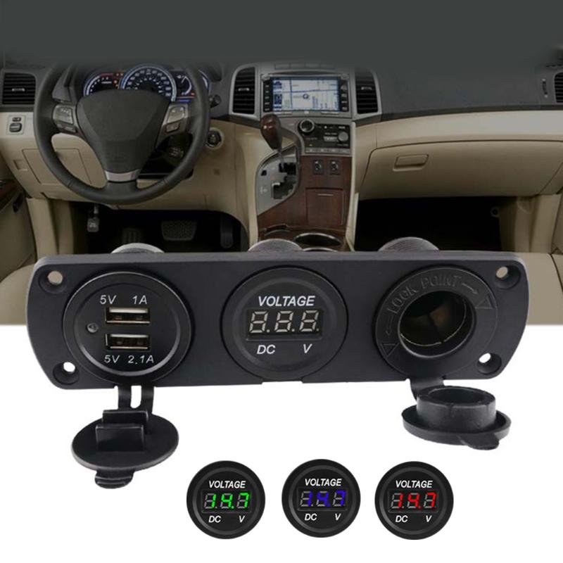 12-24V Car Dual USB Cigarette Lighter Socket 3.1A Boat Car Motorbike Tractor Charger Adapter Digital Voltmeter Universal