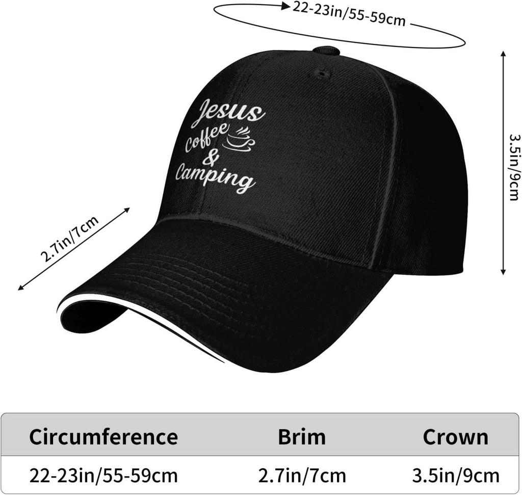 Jesus Coffee Camping Baseball Cap Polyester Adjustable Dad Hat Outdoor Sun Cap Unisex