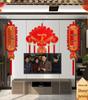 Large Chinese Knot Fan-Shaped Fu Pendant: Auspicious Living Room Wall Decor
