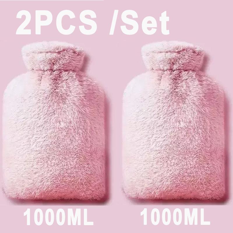 1/2PCS1000ML Soft Hand Warmer Hot Water Bag Bottles Removable Washable Foot Warmer with Cloth Cover Explosion-Proof Girl Winter