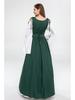 European and American Vintage Medieval Renaissance Square Neck Lace-Up Corset Halloween Costume Dress