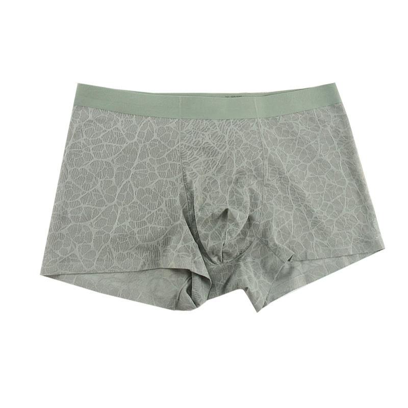1PC Ice Silk Quick Dry Men Boxer Briefs Breathable Shorts Boxers Fashion Underpants Lace Jacquard