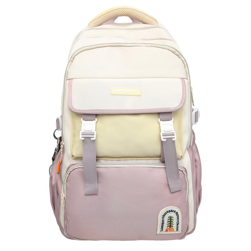 Student Skolväska Ryggsäck Stor Kapacitet Dam Färgblock Ryggsäck