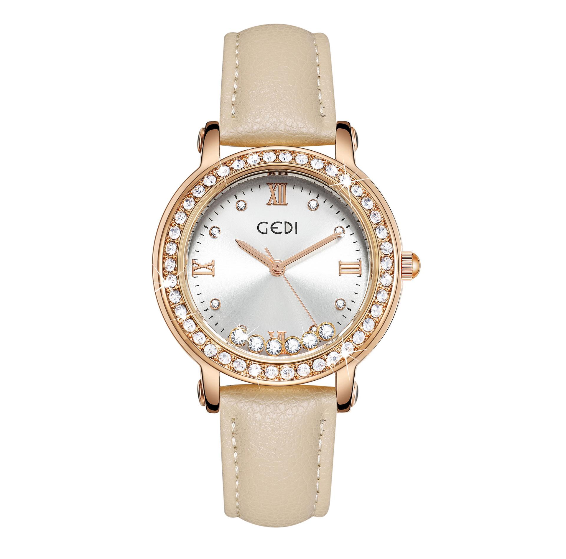 Creative Happy Diamond Light Luxury Fashion High Sense Ladies Non-punching Belt Waterproof Quartz Watch