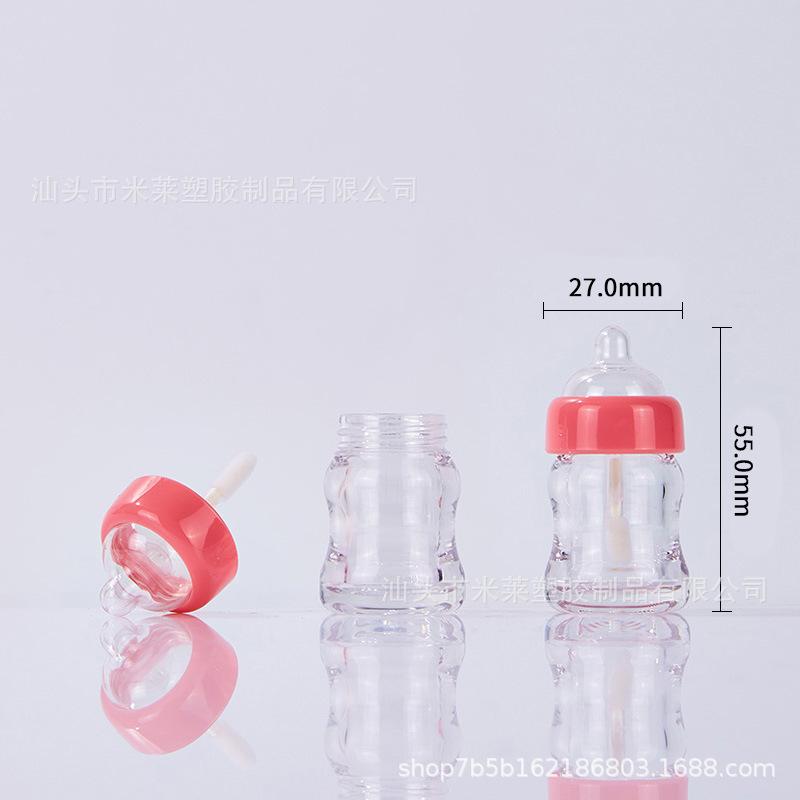 6ml Baby Bottle Shape Lip Gloss Tube, Empty Refillable Lip Glaze Container, Cosmetic Split Packaging