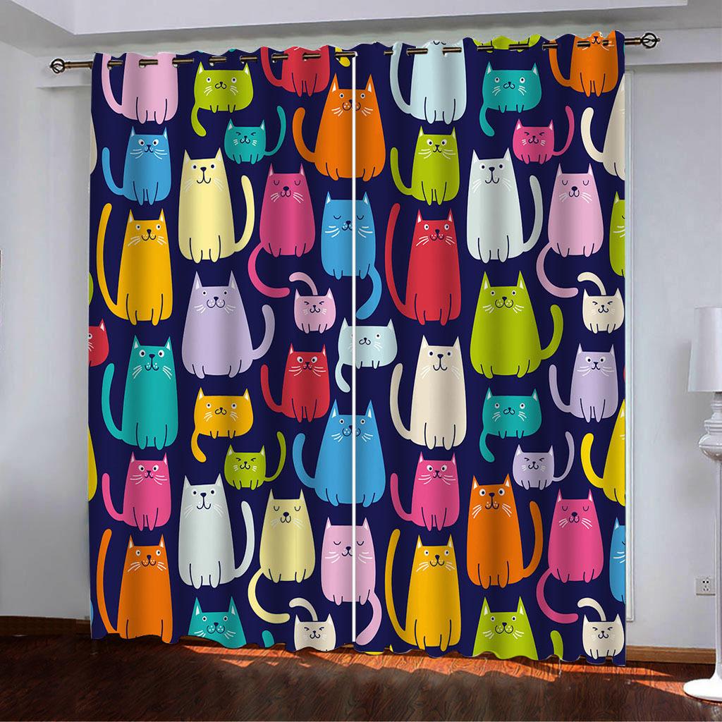 Curtains Popular Small Animal Head Simple Digital Printing High Density Blackout Curtains