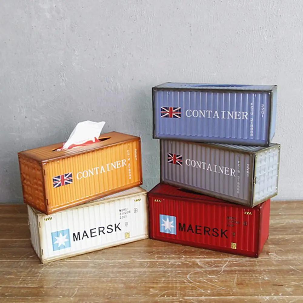 Retro Kreatives Containerdesign Eisen Taschentuchbox Zuhause Auto Serviettenpapierbehälter Metall Papierhandtuch Aufbewahrungskoffer Heimdeko
